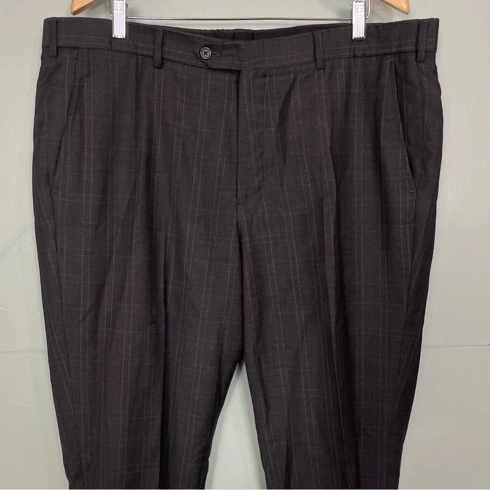 Brooks Brothers 1818 Regent Gray Charcoal Plaid Drago Wool Size 46/40 Suit Set‎